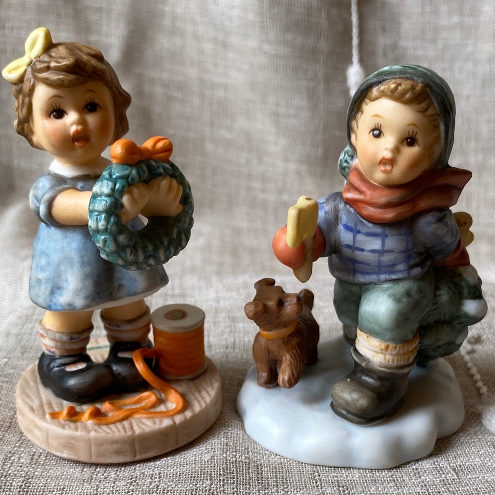 Goebel Boy: O Tannenbaum & Girl:  Deck the Halls Christmas Figurines (2pcs)